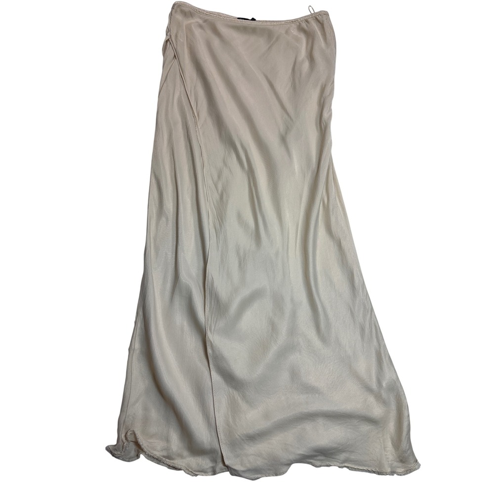 Zara Midi Skirt Women Champagne Good Condition Wrap Viscose Size XL